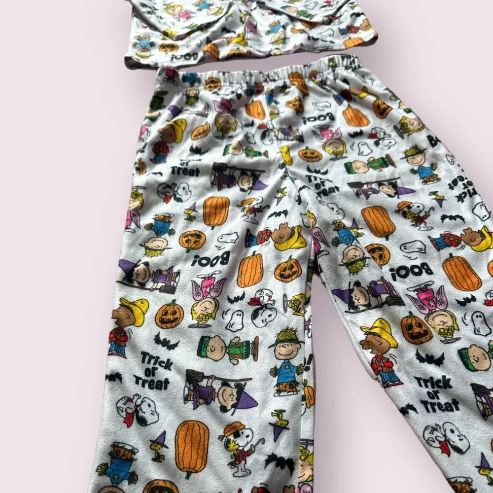 Toddler Peanuts Charlie Brown Halloween Theme Fleece Pajama Set Size 3T - Picture 5 of 11